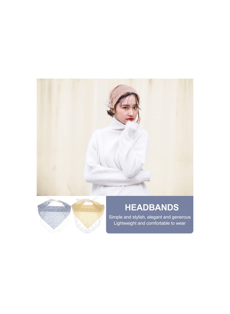 Y&D Floral Elastic Hair Bandanas, Scarf Boho Lace Turban Scarves Headband Kerchief Women Simple Bands Head Wrap Decors, for Girls Acessories, Daily Wear, Dating(3 Packs) - Image 3