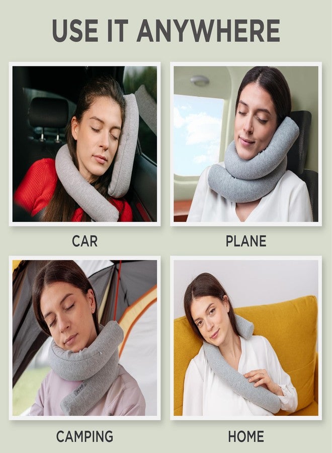 Dot&Dot Dot¨ Twist Memory Foam Travel Pillow for Neck, Chin, Lumbar and Leg Support - Cotton Cover Snap Closure Grey - Image 4