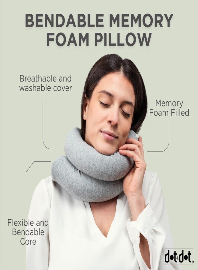 Dot&Dot Dot¨ Twist Memory Foam Travel Pillow for Neck, Chin, Lumbar and Leg Support - Cotton Cover Snap Closure Grey - Image 5