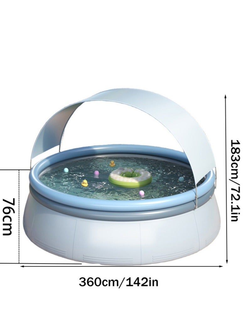 RAKAY UV-Protected Inflatable Swimming Pool with Canopy,Diameter is 360cm, Oversized Adult Pool，0.35mm ultra-thick Pool Wall，PVC Material, Grey - Image 2