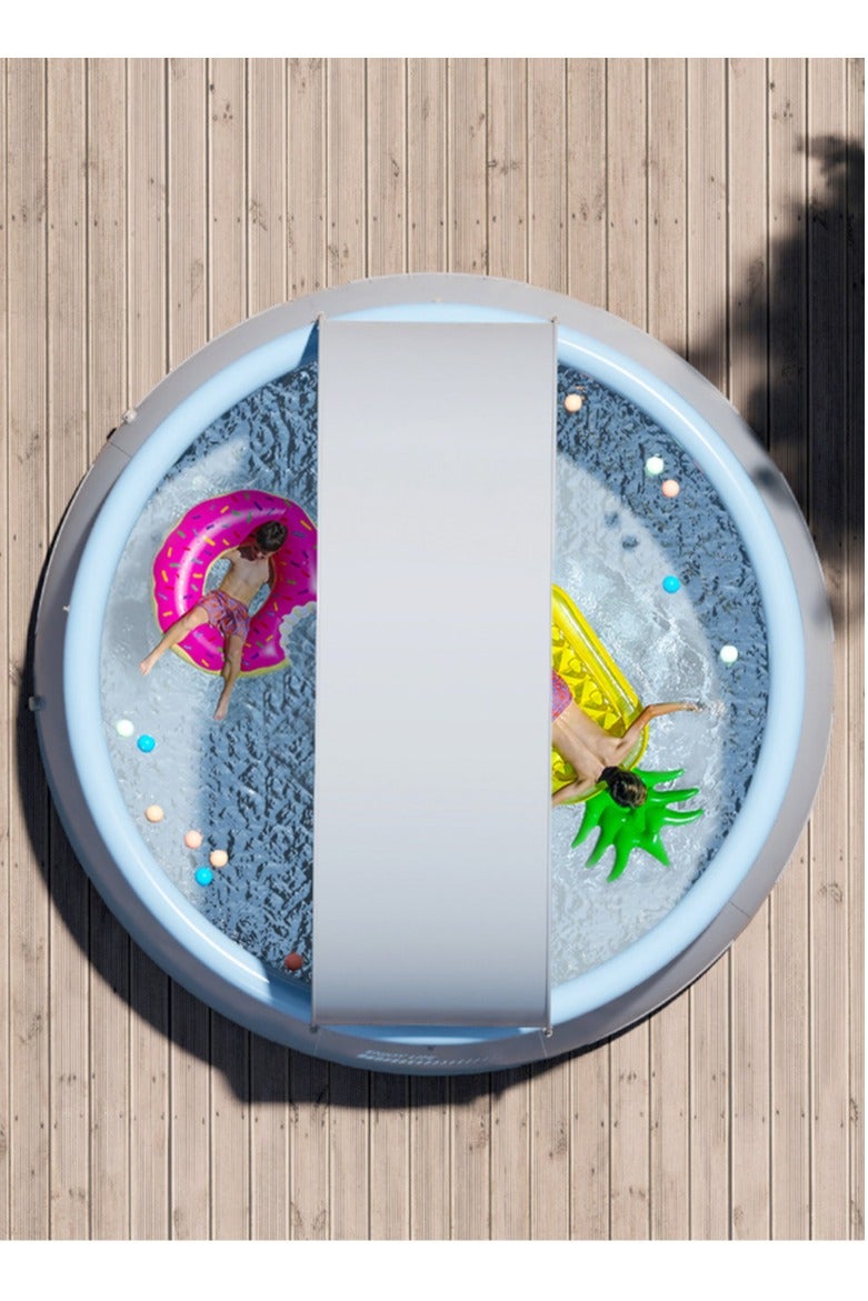 RAKAY UV-Protected Inflatable Swimming Pool with Canopy,Diameter is 360cm, Oversized Adult Pool，0.35mm ultra-thick Pool Wall，PVC Material, Grey - Image 3