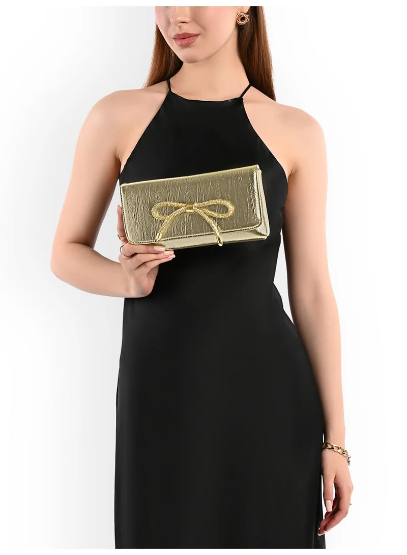 Lavie  Crush Bow Women's Emvelope Clutch (Gold Metallic) for Women | Best Price UAE