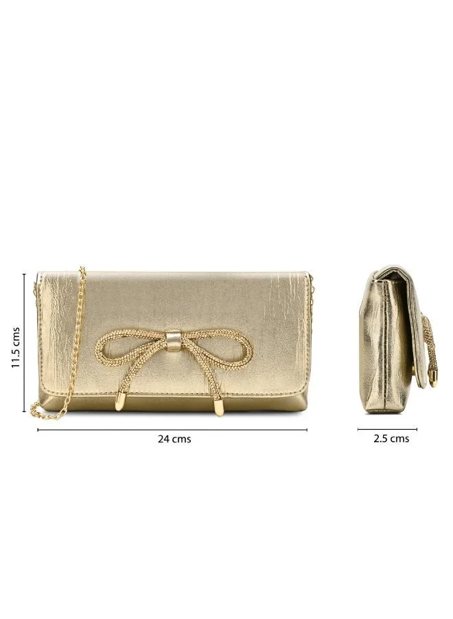 Lavie  Crush Bow Women's Emvelope Clutch (Gold Metallic) for Women | Best Price UAE