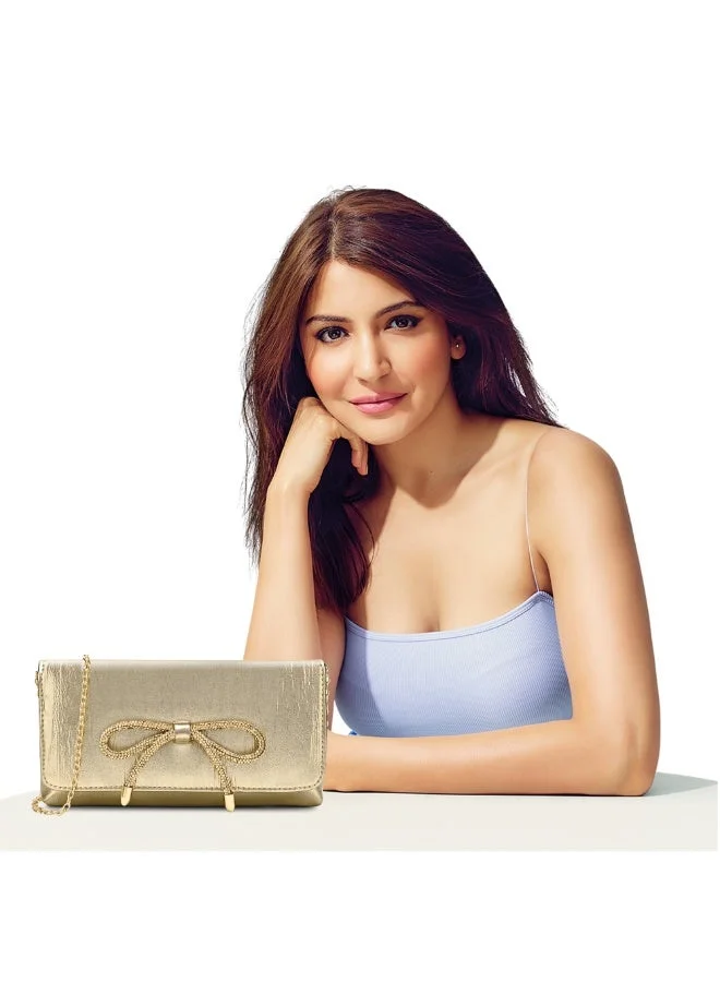 Lavie  Crush Bow Women's Emvelope Clutch (Gold Metallic) for Women | Best Price UAE