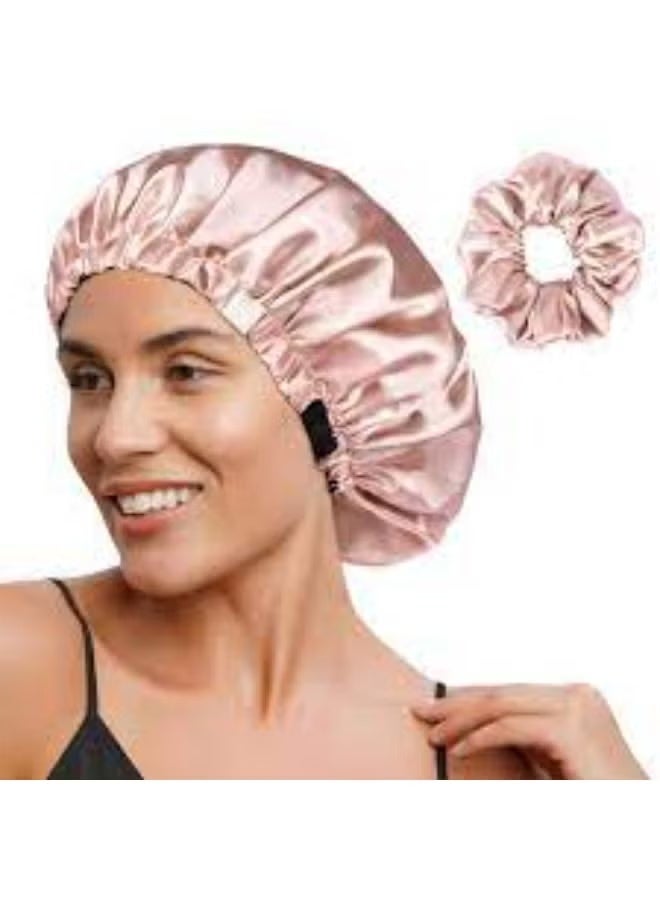 شي إن بونيه شعر من الستان الفاخر بطبقتين + توكة شعر مطابقة – حماية ونعومة لشعرك – يمنع التشابك والتقصف – مريح أثناء النوم والتصفيف – ألوان متعددة أنيقة - Image 2