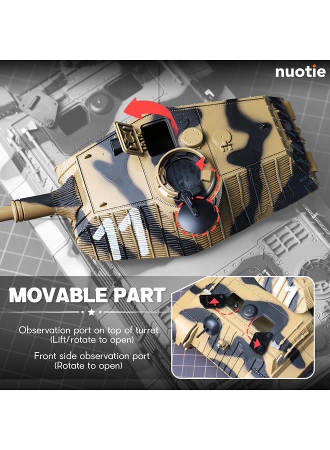 NUOTIE 1/32 King Tiger II Heavy Tank Model - WWII German Tiger B Die-cast Metal Tank - Professional Alloy Military Vehicle Replica - Camouflage Finish Static Display Collectible for History Buffs - Image 4