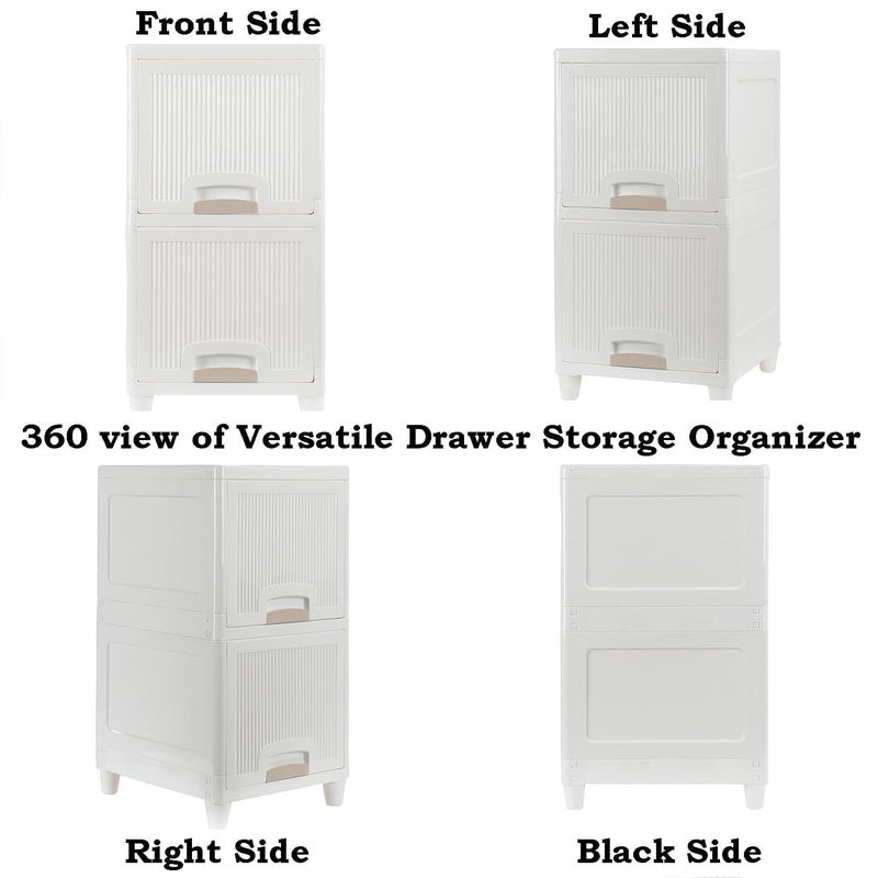 TEKCOOL تيك كول 5 وحدات خزانة بلاستيكية للملابس خزانة بلاستيكية للتخزين خزانة قابلة للطي للملابس رف ملابس بلاستيكي للتخزين خزانة تخزين الملابس صندوق تخزين درج بلاستيكي أبيض - Image 5