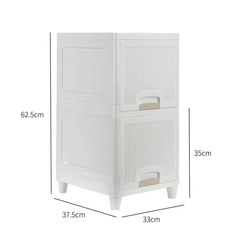 TEKCOOL تيك كول 5 وحدات خزانة بلاستيكية للملابس خزانة بلاستيكية للتخزين خزانة قابلة للطي للملابس رف ملابس بلاستيكي للتخزين خزانة تخزين الملابس صندوق تخزين درج بلاستيكي أبيض - Image 2