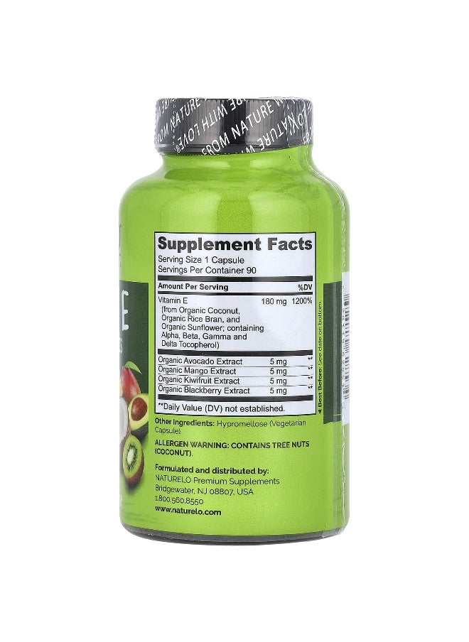 NATURELO - NATURELO, Vitamin E, 180 mg, 90 Vegetarian Capsules - Image 1