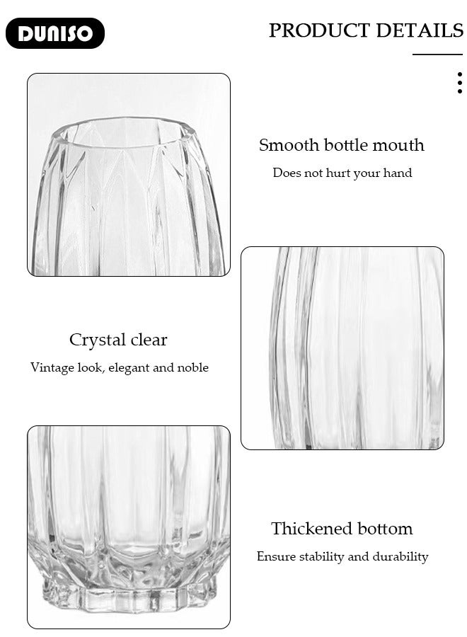 DUNISO Crystal Glass Vase, Big Base Glass Bouquet Vase, Hydroponic Glass Transparent Vase Small Glass Vases for Wedding Decoration, Home Table Floral Decoration, Table Centerpieces  - Image 2