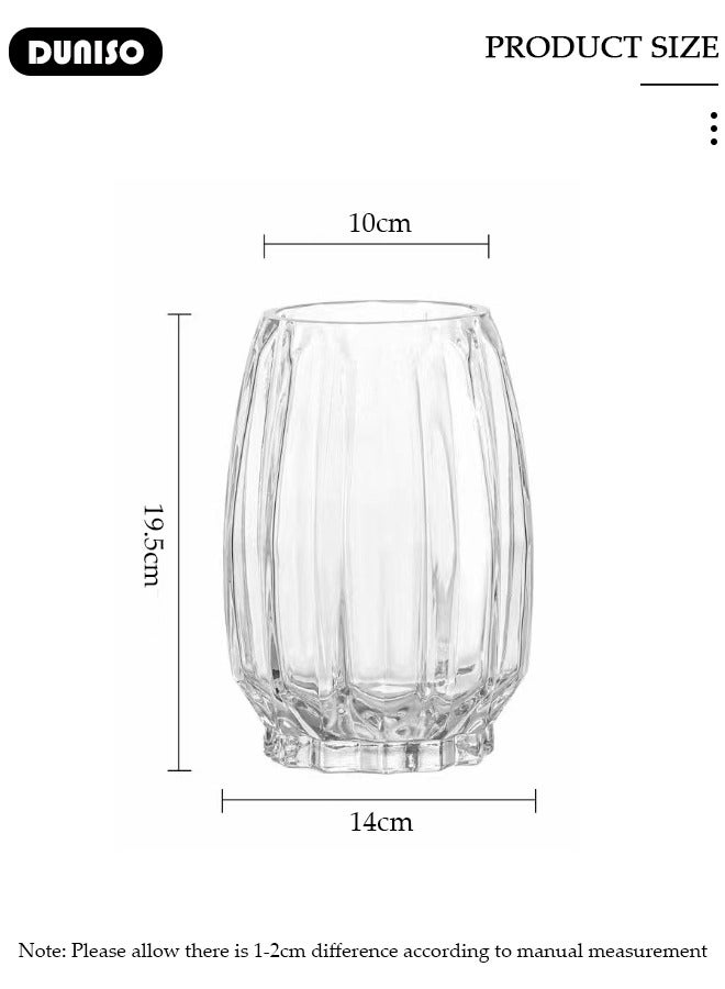 DUNISO Crystal Glass Vase, Big Base Glass Bouquet Vase, Hydroponic Glass Transparent Vase Small Glass Vases for Wedding Decoration, Home Table Floral Decoration, Table Centerpieces  - Image 4