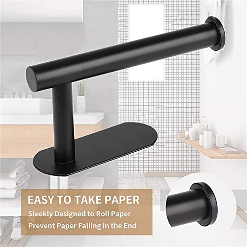 JOPOFI Toilet Paper Holder - Self Adhesive Toilet Paper Holder Wall Mount for Bathroom, SUS 304 Stainless Steel Command Strip Toilet Paper Roll Holder Stick On Wall, No Drilling - Matte Black（2 Pcs） - Image 3