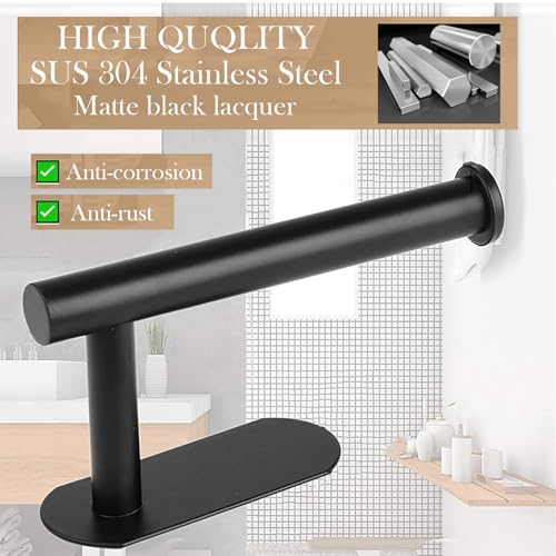 JOPOFI Toilet Paper Holder - Self Adhesive Toilet Paper Holder Wall Mount for Bathroom, SUS 304 Stainless Steel Command Strip Toilet Paper Roll Holder Stick On Wall, No Drilling - Matte Black（2 Pcs） - Image 2