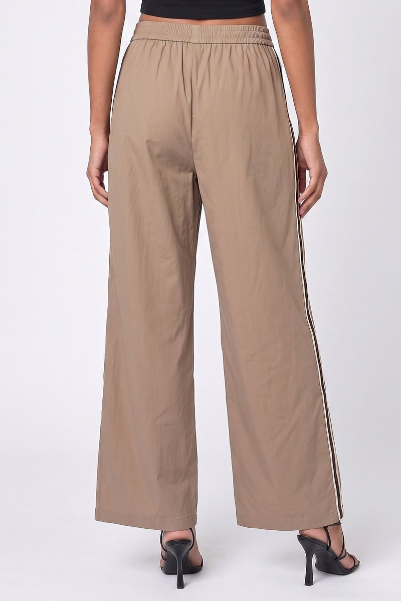 Threadbare Women Regular Fit Solid Wide Leg Pants, Tan - Image 4