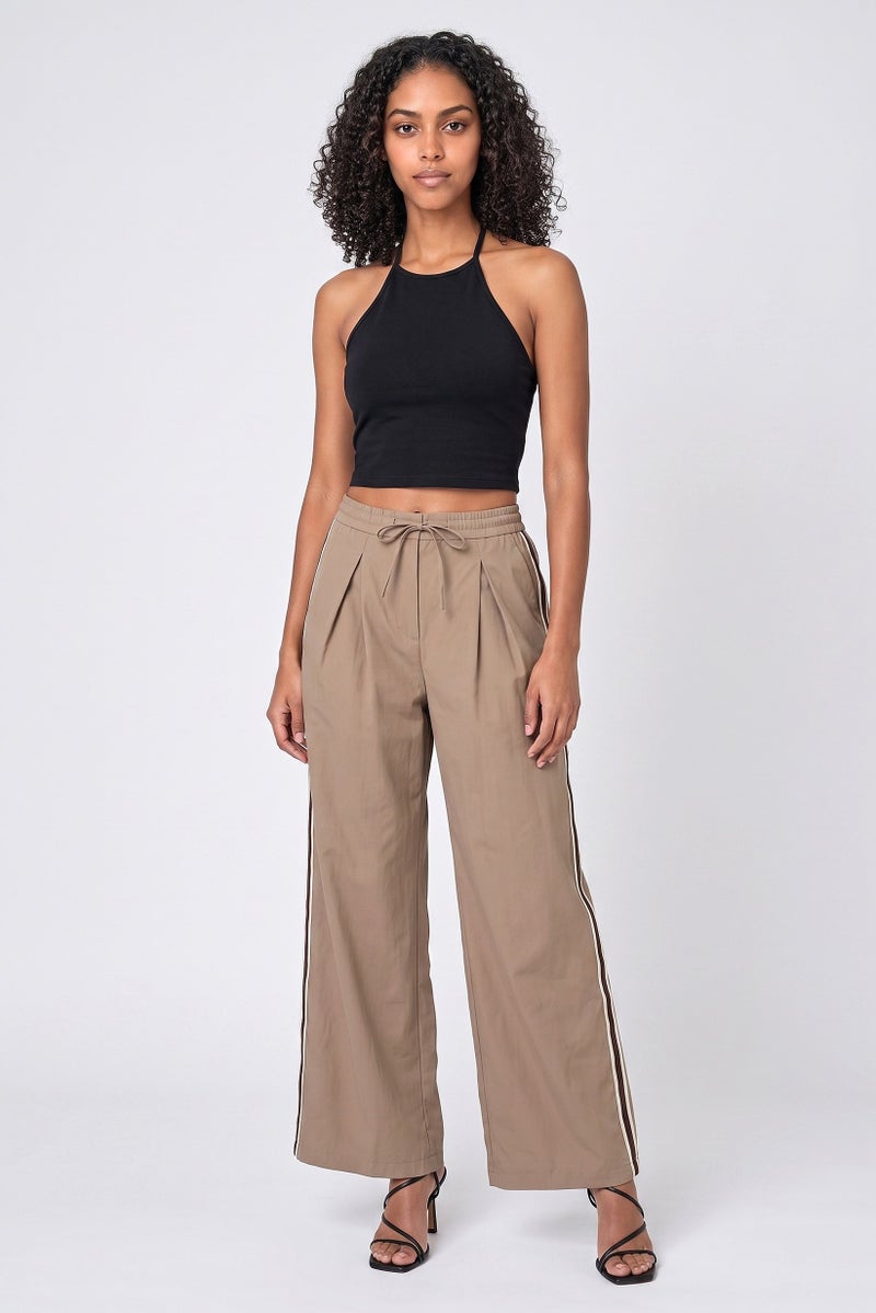 Threadbare Women Regular Fit Solid Wide Leg Pants, Tan - Image 2