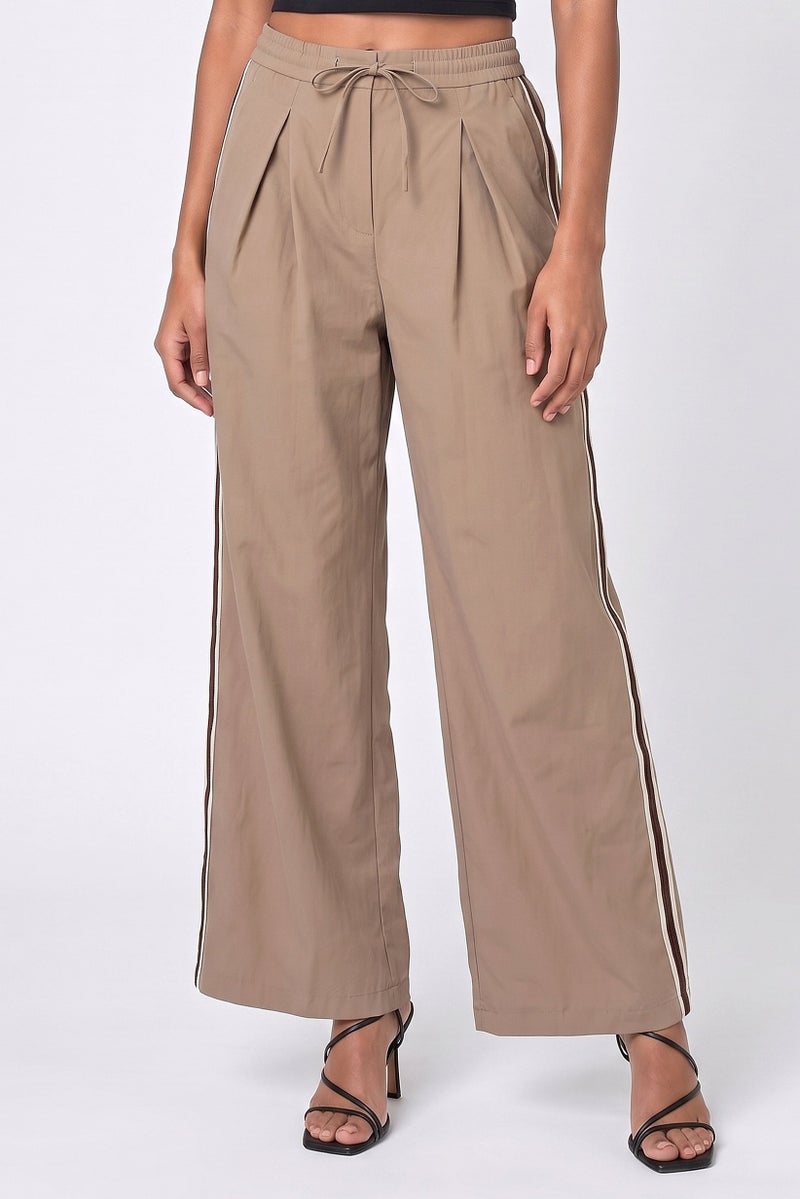 Threadbare Women Regular Fit Solid Wide Leg Pants, Tan - Image 1