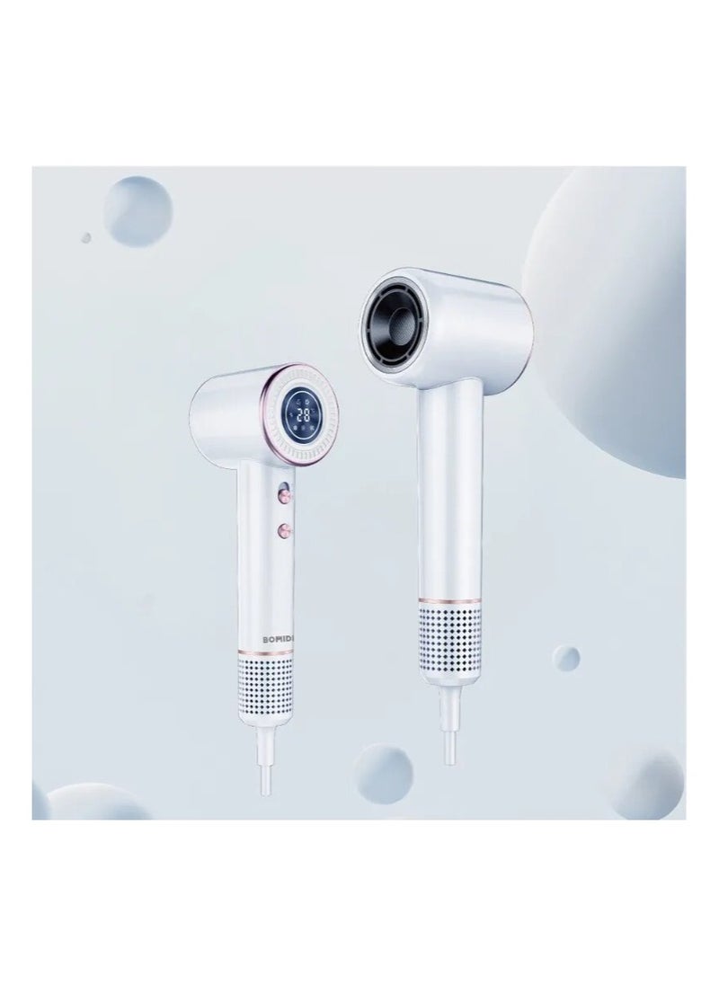 BOMIDI High Speed Hair Dryer with 200 Million Negative Ion Intelligent Thermostat Low Noise Operation with 360 Degree 2 Nozzles and 8 Drying Modes - White  - Image 3