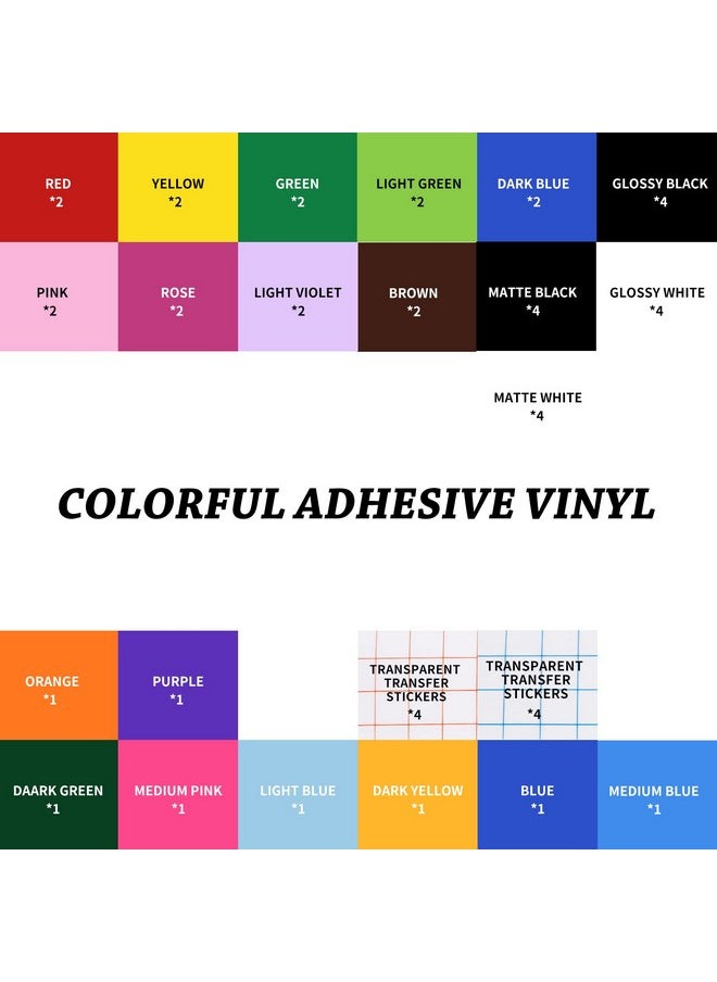 UCEC Smart Vinyl Removable, Matless Cutting, 52 Pack(5.5X12In) 22 Colors - For Cricut Joy Vinyl, For Diy Projects, For Decor Sticker, Accessories And Supplies, Decoration Vinyl  - Image 5