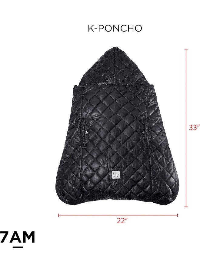 7 A.M. 7AM Enfant Baby Carrier Cover - K-Poncho Universal Fit Winter Ultra Soft Plush Lining, Water Repellent Bunting Bag with Adjustable Hood, Multifunctional Stroller & Car Seat Blanket Cover - Image 4