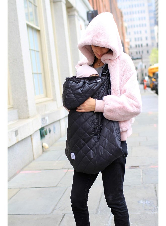 7 A.M. 7AM Enfant Baby Carrier Cover - K-Poncho Universal Fit Winter Ultra Soft Plush Lining, Water Repellent Bunting Bag with Adjustable Hood, Multifunctional Stroller & Car Seat Blanket Cover - Image 5