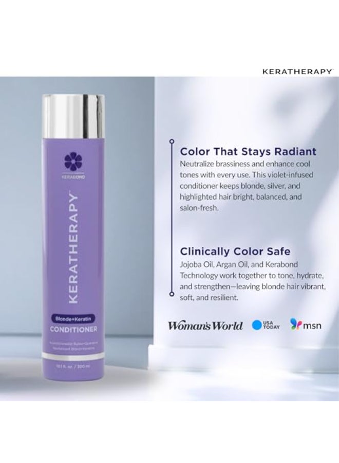 KERATHERAPY Keratin Infused Totally Blonde Violet Toning Conditioner 101 fl oz 300 ml Keratin Therapy Purple Conditioner for Blonde Hair Brassy Silver Highlighted Sulfate Paraben Free - Image 4