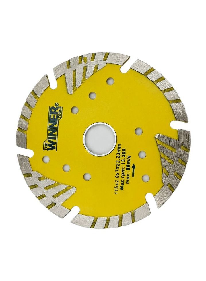Winner Tools Watcw04 115 Diamond Wheel Turbo Type Cutting Blade Long Life 115x2.0x7x22.23mm Max Rpm 13.300 Max:80m/s  - Image 2