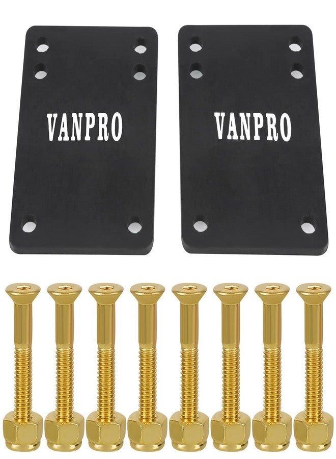 vanpro Longboard Skateboard 1/8" Riser Pads PU Shock Pads Hardware Mounting Screws Nuts(Snow Golden, Pack of 1 Set) - Image 1