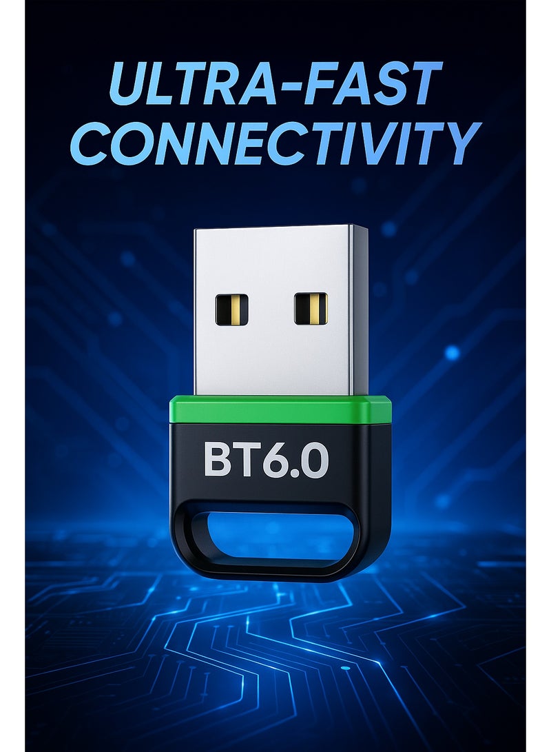 Orange Life Ultimate Bluetooth 6.0 & WiFi 6 USB Adapter | Dual-Band 2.4/5GHz High-Speed Wireless Dongle | Plug-and-Play for Windows/Linux | Connect 7 Devices Simultaneously - Image 1