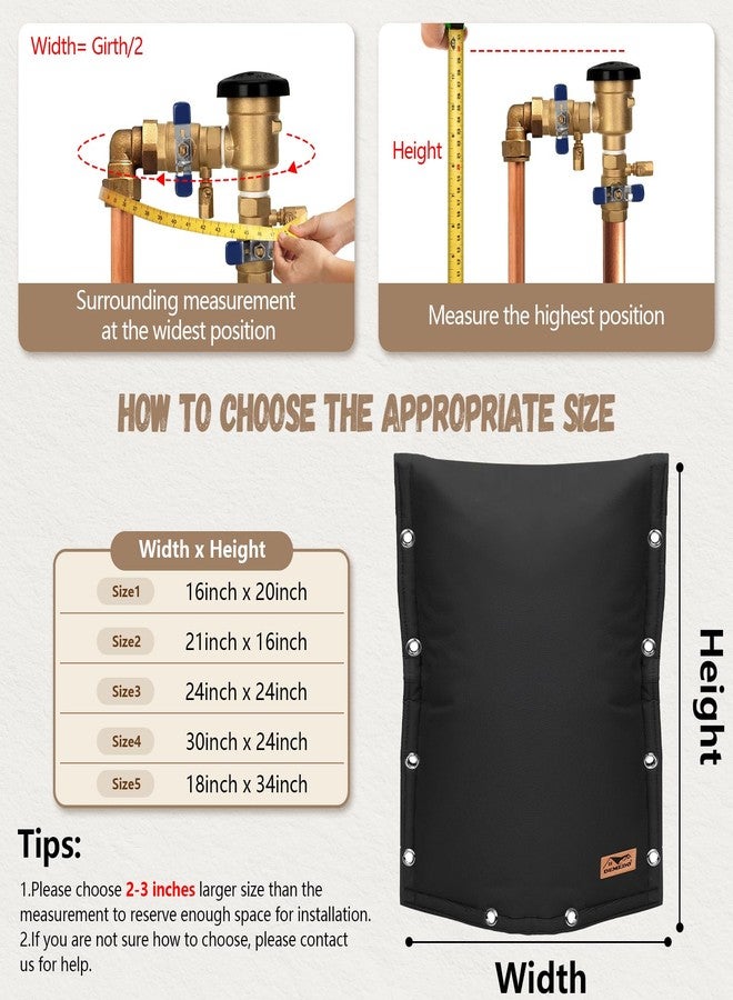 DEMEDO Backflow Preventer Insulation Cover - 3 Way Opening Pipe Insulation Cover for Irrigation Valve, Sprinkler Cover for Outside - Winter Freeze Protection Backflow Cover - 16" W x 20" H, Black - Image 2