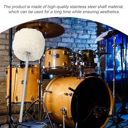 lovermusic Lovermusic 19.4x0.6cm Stainless Steel Shaft Bass Kick Drum Beater White Felt Pedal Beater Head Drum Instrument Accessories - Image 3