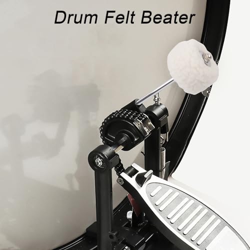 lovermusic Lovermusic 19.4x0.6cm Stainless Steel Shaft Bass Kick Drum Beater White Felt Pedal Beater Head Drum Instrument Accessories - Image 2