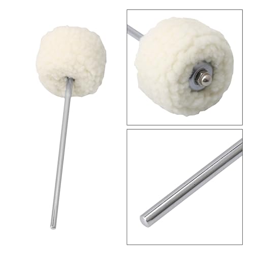 lovermusic Lovermusic 19.4x0.6cm Stainless Steel Shaft Bass Kick Drum Beater White Felt Pedal Beater Head Drum Instrument Accessories - Image 5