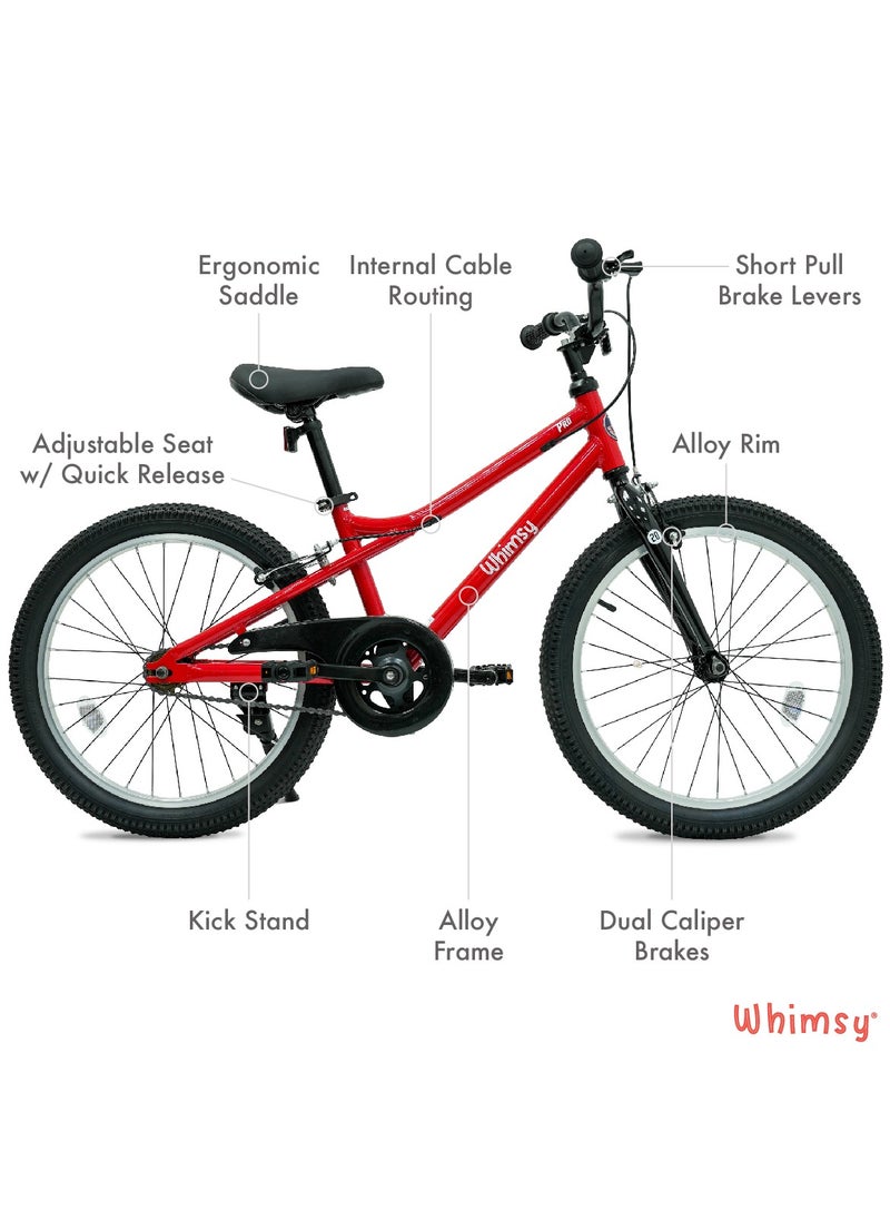 Whimsy Whimsy - Pro Aluminum 20" Kids Bike Lightweight Aluminum Frame, 2-Minute Assembly, Handbrake, Child-Friendly Cycle, Adjustable Saddle - Red  - Image 2