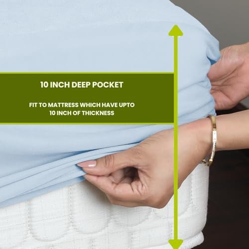 AVI Terry Cotton Ultra Soft Waterproof Bed Mattress Protector Single Size 78x36 inch | Breathable Washable Elastic Fitted Mattresses Cover for Single Size Bed (6.5x3 ft, Sky Blue - Fit On 2-10 Inch) - Image 5