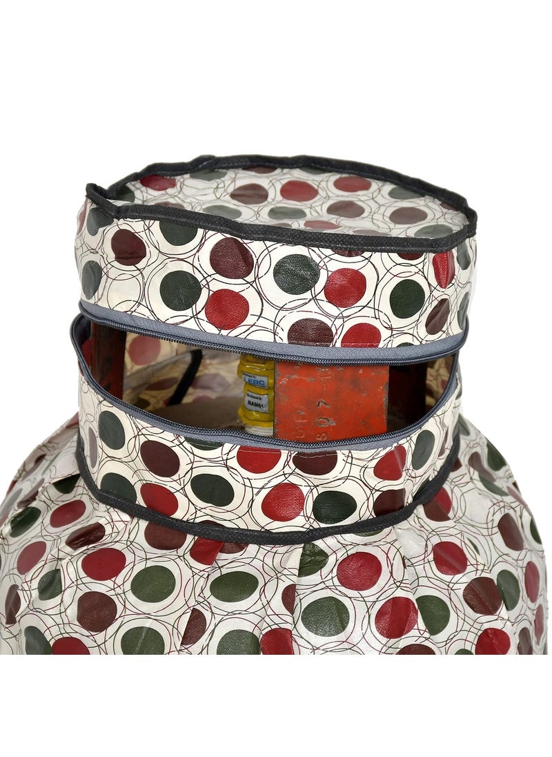 Kuber Industries Kuber Industries Circle Design StainDustWater Proof PVC Lpg Gas Cylinder Cover Maroon CreamHS43KUBMART25614 Standard  - Image 4