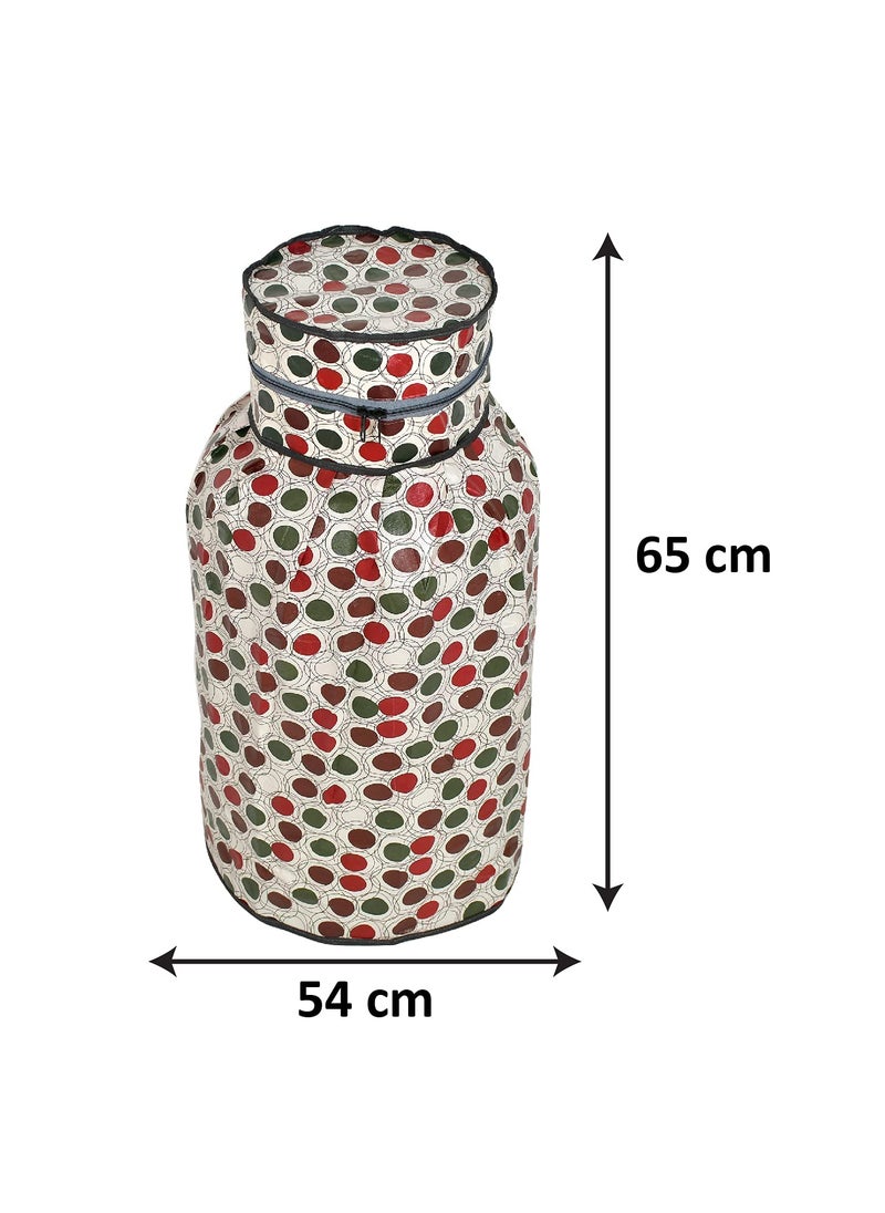 Kuber Industries Kuber Industries Circle Design StainDustWater Proof PVC Lpg Gas Cylinder Cover Maroon CreamHS43KUBMART25614 Standard  - Image 5