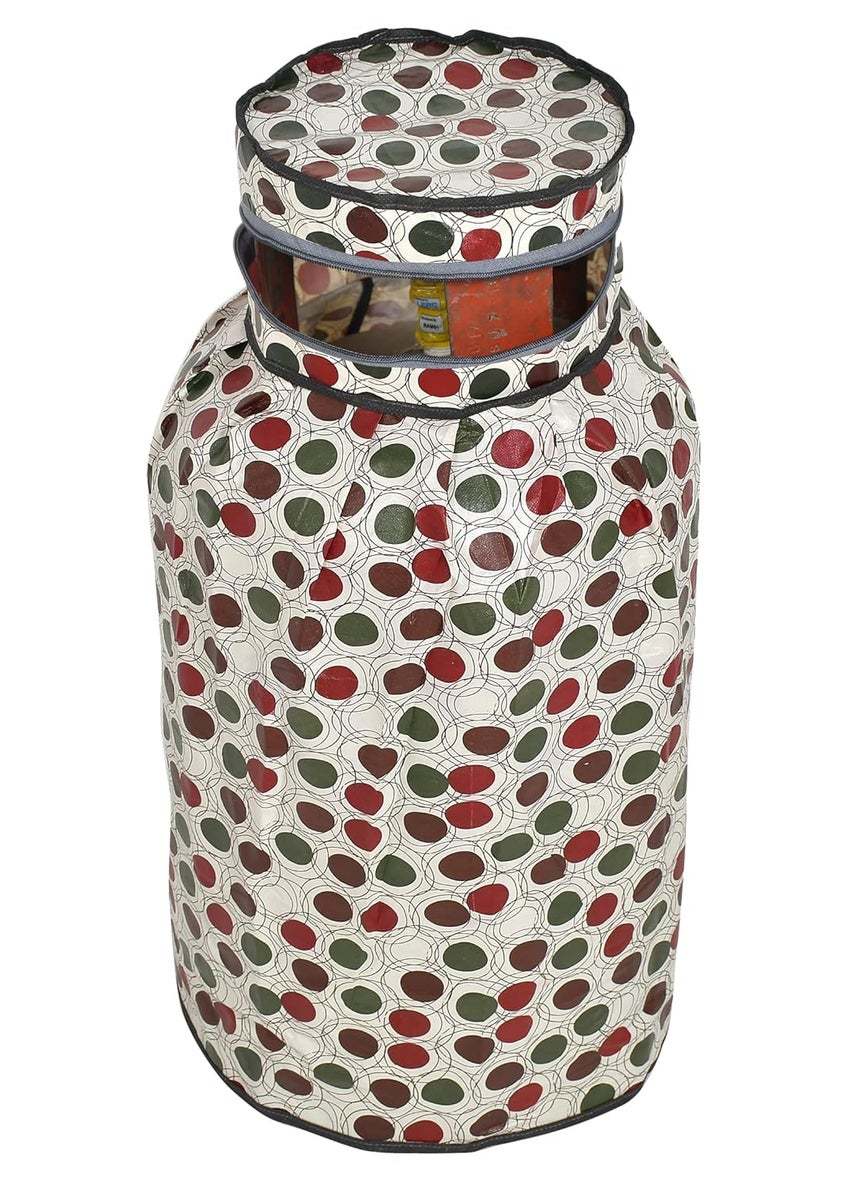 Kuber Industries Kuber Industries Circle Design StainDustWater Proof PVC Lpg Gas Cylinder Cover Maroon CreamHS43KUBMART25614 Standard  - Image 1