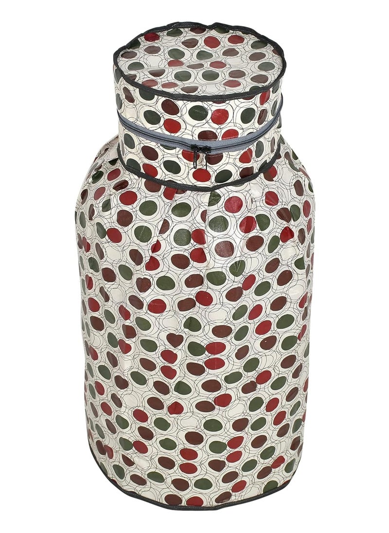 Kuber Industries Kuber Industries Circle Design StainDustWater Proof PVC Lpg Gas Cylinder Cover Maroon CreamHS43KUBMART25614 Standard  - Image 2