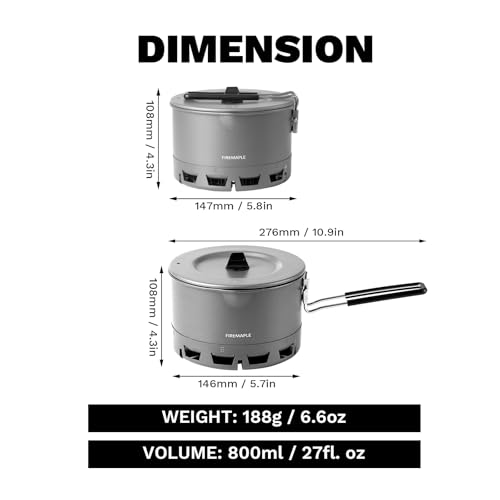 Fire-Maple FireMaple Petrel Ramen Pot High Efficiency 800ml Aluminum Camping and Backpacking Pot with HeatProof Handle Portable Compact and Versatility - Image 3