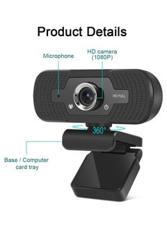 BUPY 1080P Webcam with Microphone, 30 FPS Full HD Web Camera, 2 Mics Streaming Webcam, 360°Rotation Angle 110°View USB Camera for Calls/Conference/Laptop/Computer  - Image 2