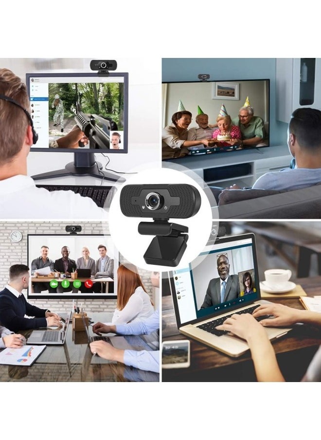 BUPY - 1080P Webcam with Microphone, 30 FPS Full HD Web Camera, 2 Mics Streaming Webcam, 360°Rotation Angle 110°View USB Camera for Calls/Conference/Laptop/Computer - Image 1
