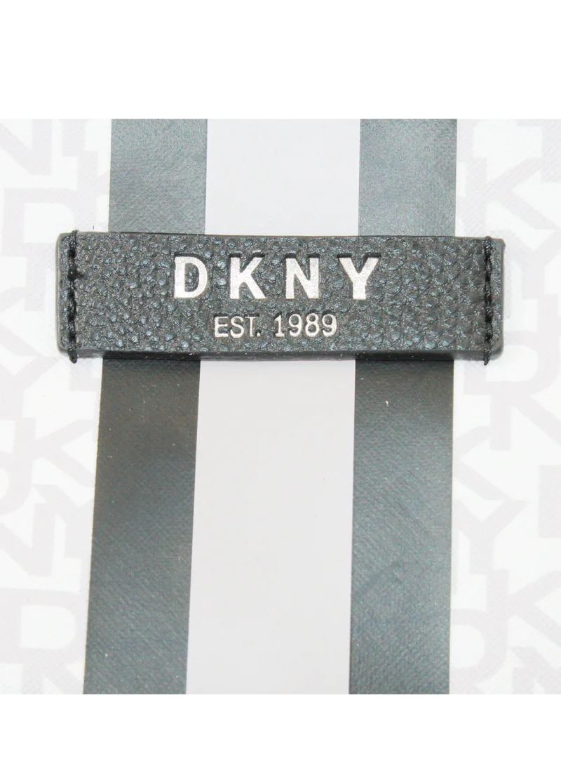 دكني حقيبة مستحضرات التجميل DKNY Signature Stripe 2.0 Dome، حقيبة مكياج للسفر صغيرة، حقيبة تخزين صغيرة خفيفة الوزن لمستحضرات التجميل، حقيبة مكياج صغيرة، حقيبة أدوات الزينة للسفر