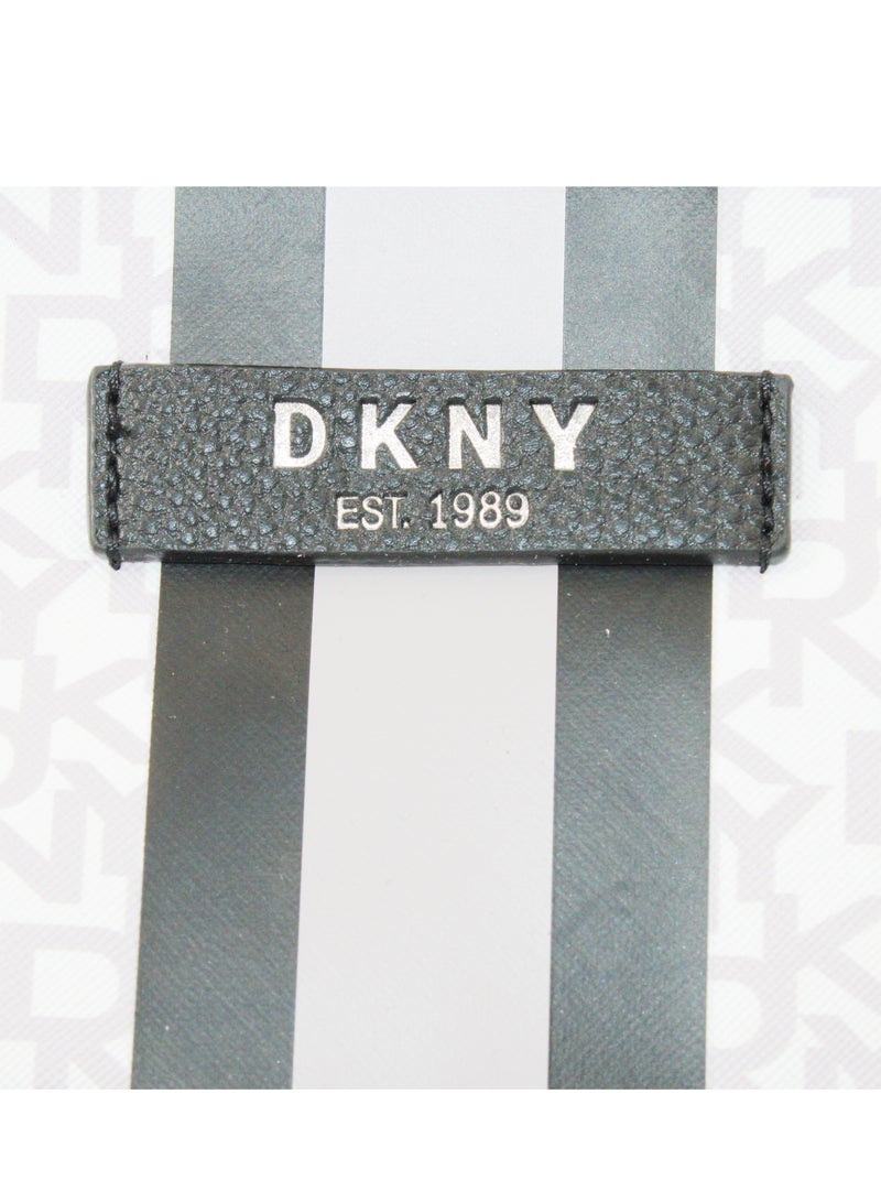 DKNY Signature Stripe 2.0 Dome Cosmetic Bag, Travel Make up Bag Small, Small Lightweight Cosmetic Bag Storage Bag, Small Makeup Bag, Travel Toiletry Bag