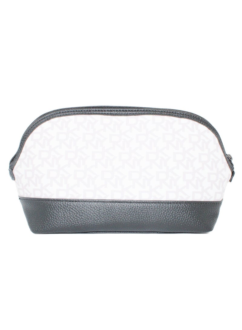 DKNY Signature Stripe 2.0 Dome Cosmetic Bag, Travel Make up Bag Small, Small Lightweight Cosmetic Bag Storage Bag, Small Makeup Bag, Travel Toiletry Bag
