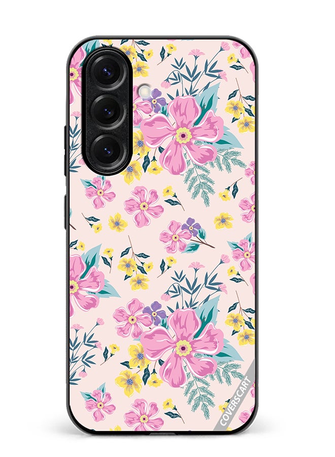 Protective Case Cover For Samsung Galaxy A56 Pink Flowers Seamless Pattern Design Multicolour