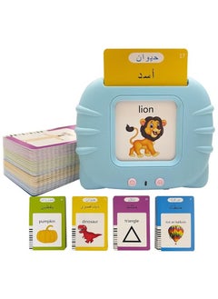 Generic Arabic English Talking Flash Cards with 112 Sight Words for Kids Age 2 3 4 5 6 Years Old, Learn Arabic English for Kids, Bilingual Flash Card Games for Early Learning (Blue)  - Image 1