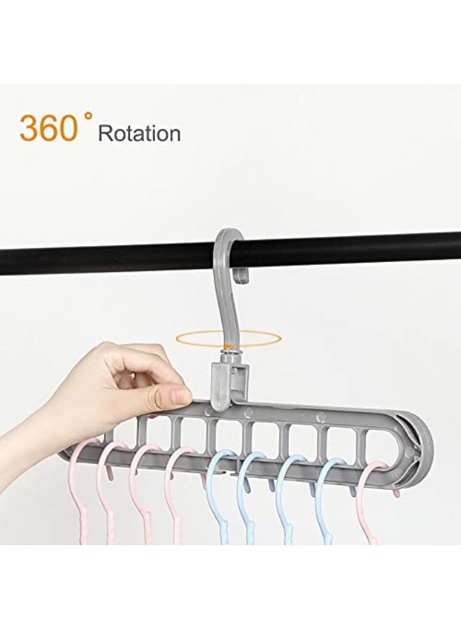 5 Pcs Closet Organizer and Storage, Space Saving Hanger Multifunctional Clothes Hanger Organizer Rotating Anti-Slip Folding (Color : Gray)  - Image 3