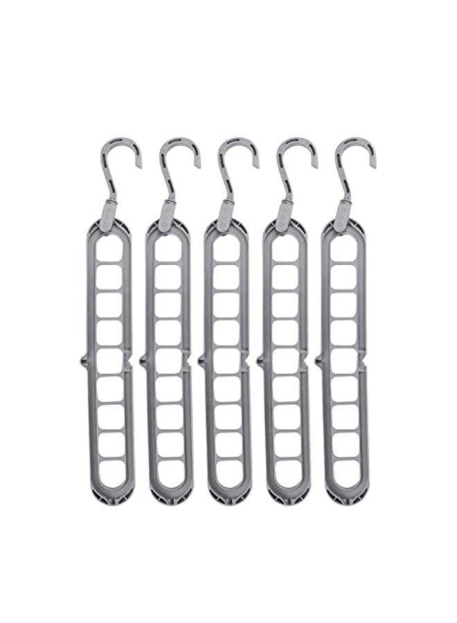 5 Pcs Closet Organizer and Storage, Space Saving Hanger Multifunctional Clothes Hanger Organizer Rotating Anti-Slip Folding (Color : Gray)  - Image 1
