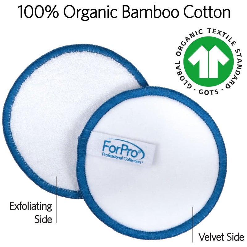 ForPro Professional Collection Expert Reusable Cotton Rounds (20 Pack), 100% Organic and Bamboo Makeup Remover Pads, Includes Drawstring Laundry Bag and Storage Container - Image 3