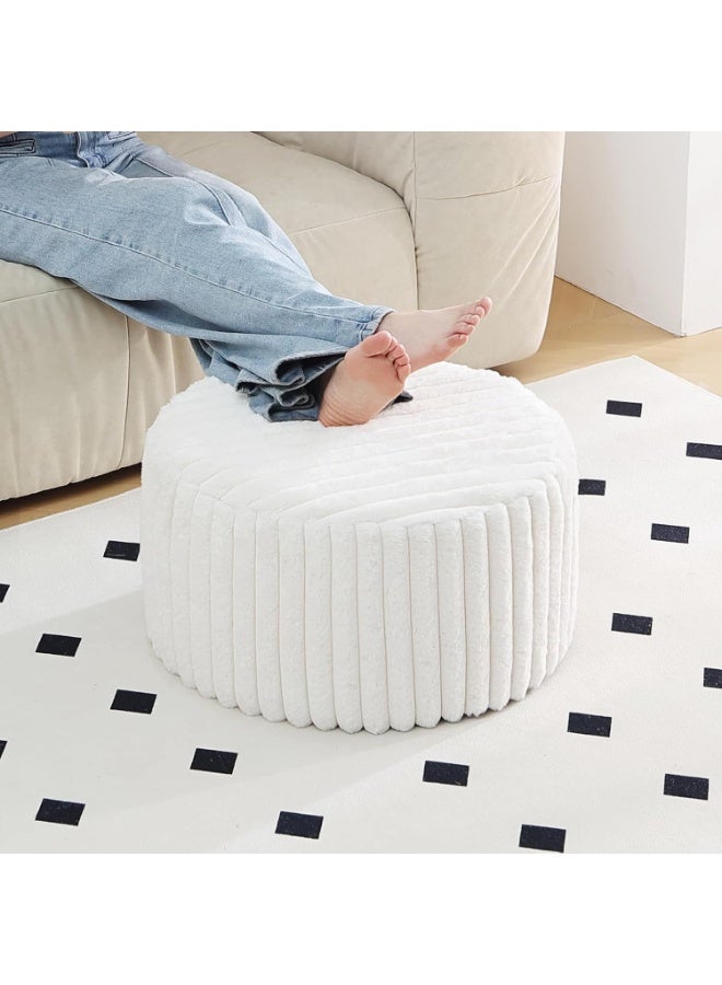 Ottoman, with foam filling, soft and fluffy, 21 x 21 x 12 inches, storage footrest, beige - Image 1